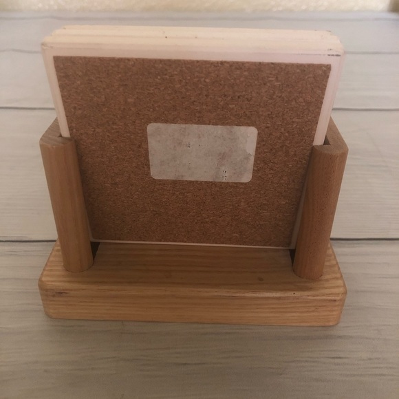 Vintage set of 3 cat print coasters and holder - Picture 3 of 5